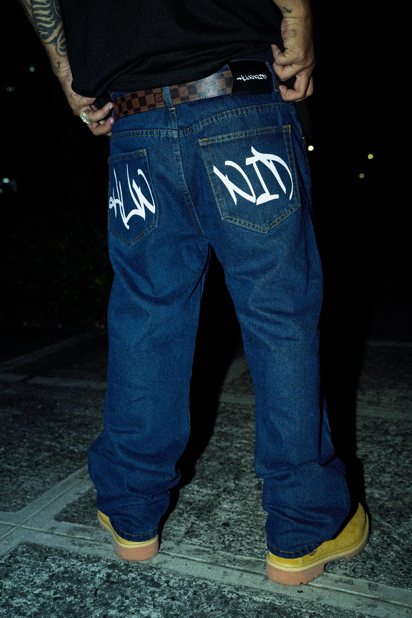 HUNNID DARK BLUE DENIM PANTS